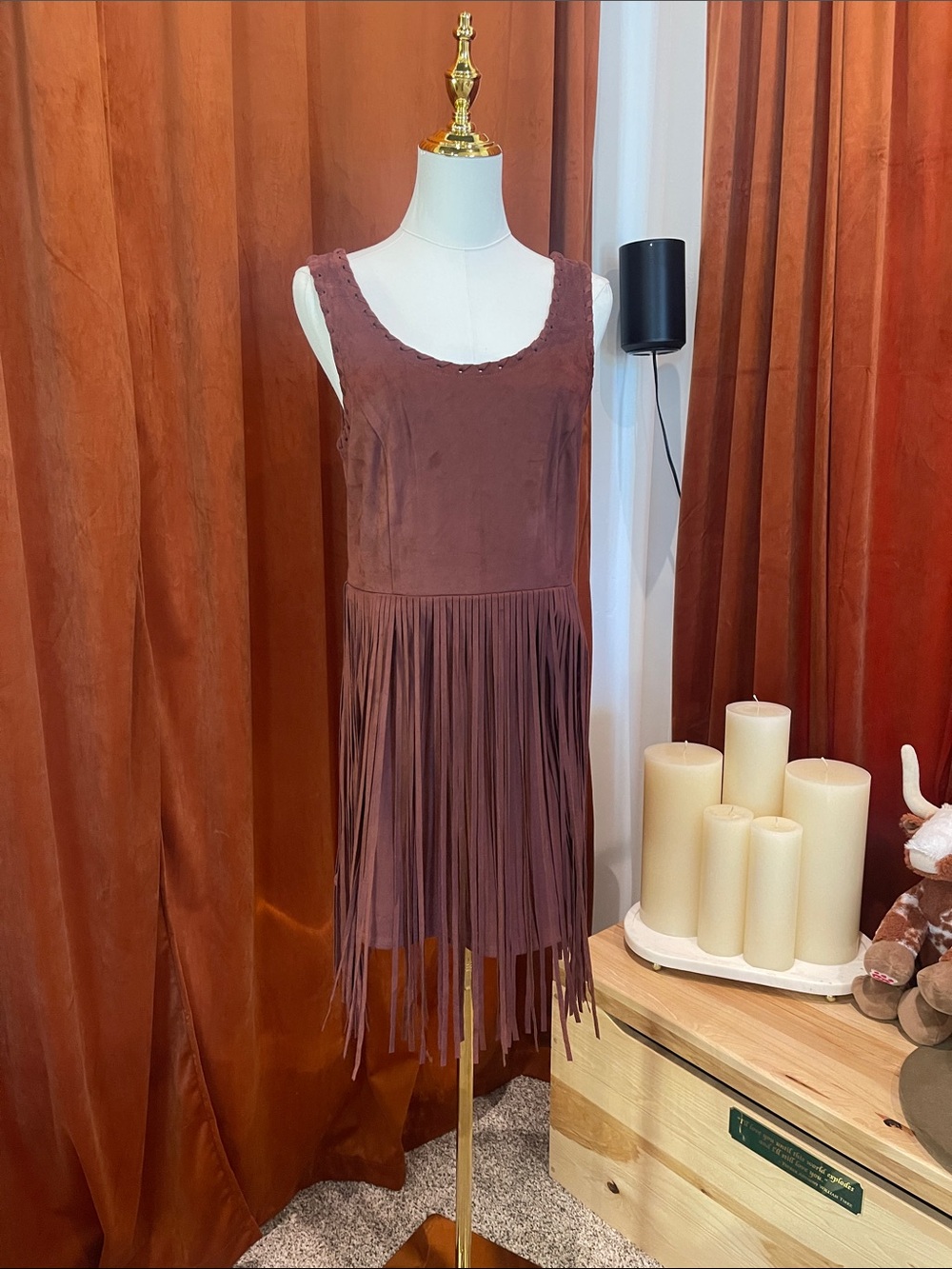 Idyllwind Brown Fringe Sleeveless Dress